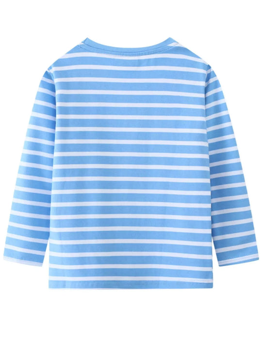 Another view: Moonbeam Dinosaur Striped Long-Sleeve T-Shirt