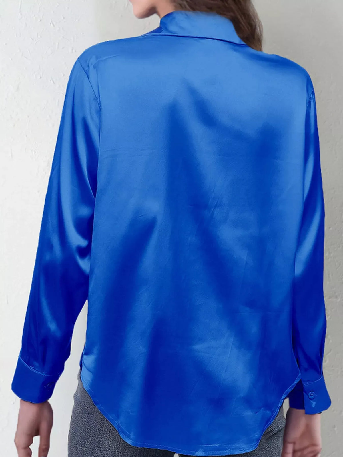 Women's Satin High-Low Button-Down Shirt — photo 17