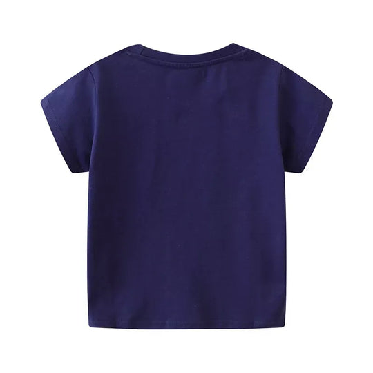 Another view: Kids’ Dinosaur-Print Cotton T-Shirt — Dark Navy