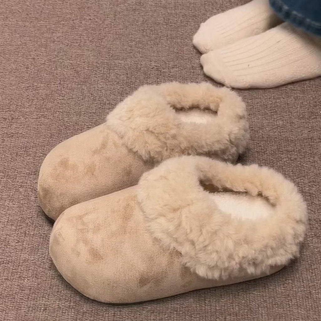 Retro Thick-Soled Fleece-Lined Slippers