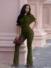 Women's ruched hooded flare-leg jumpsuit