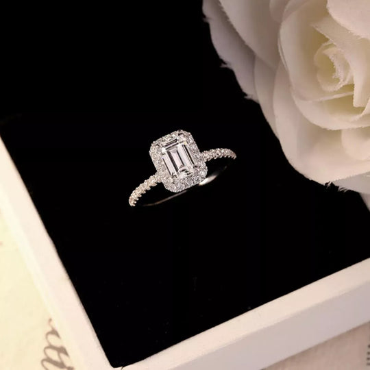 Another view: 1 Carat Moissanite 925 Sterling Silver Ring
