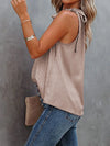 Spotted-print tie-neck halter cami top
