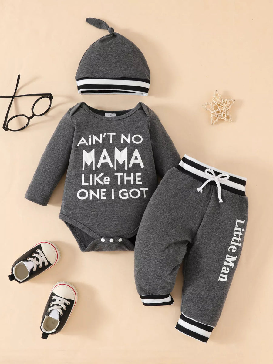 Storybook Letter Bodysuit & Pants & Hat Set