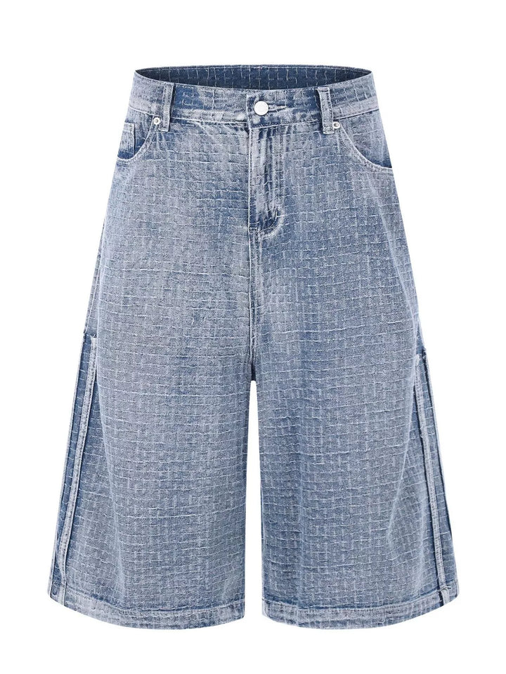Pale Indigo Wide-Leg Denim Shorts for men