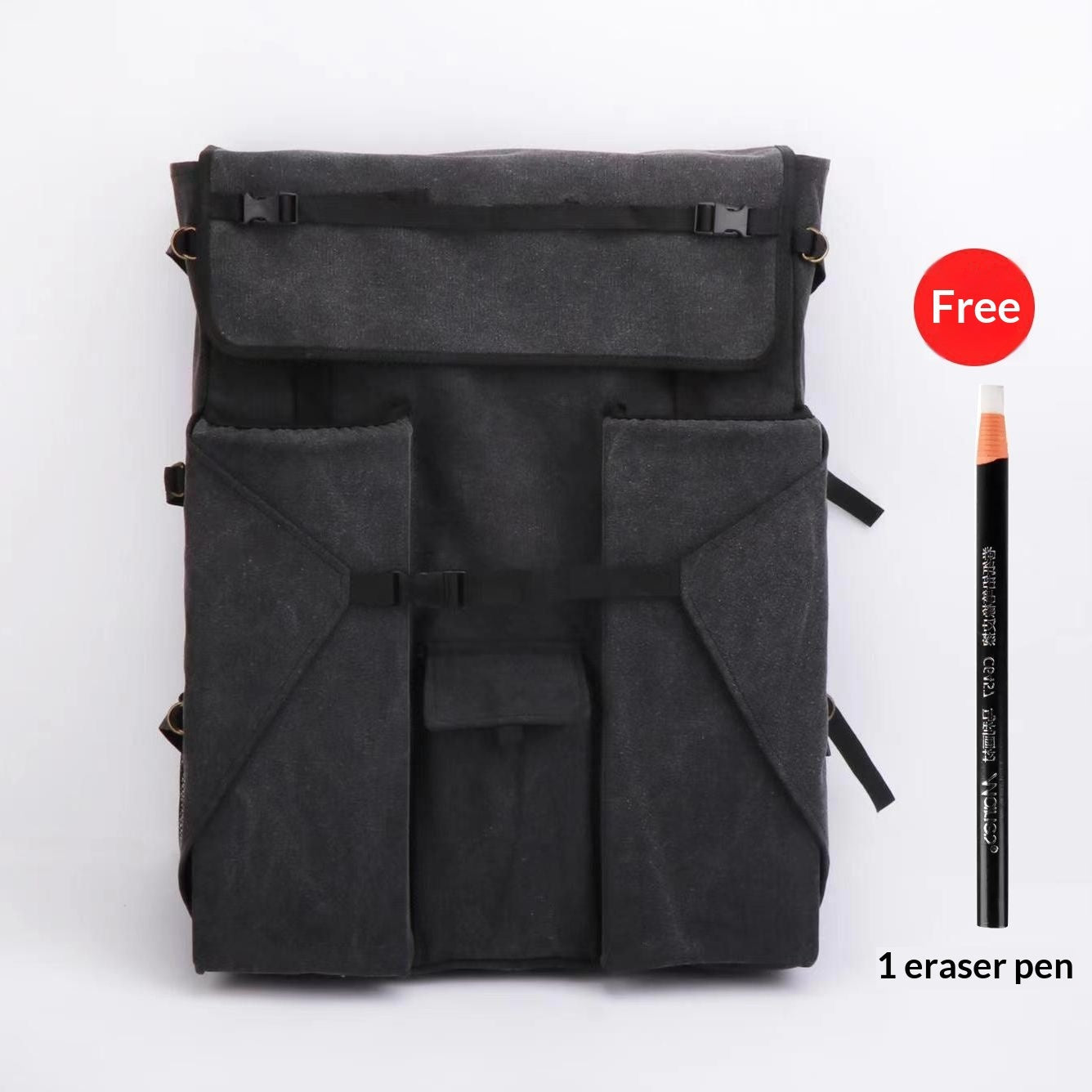 Large Canvas Art Drawing Backpack – Oxford Cloth Artist Bag | Extra Thick, 4K Black