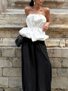 White ruched strapless tube top
