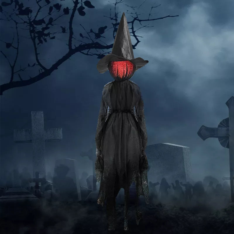 Glowing-Head Halloween Witch Decoration