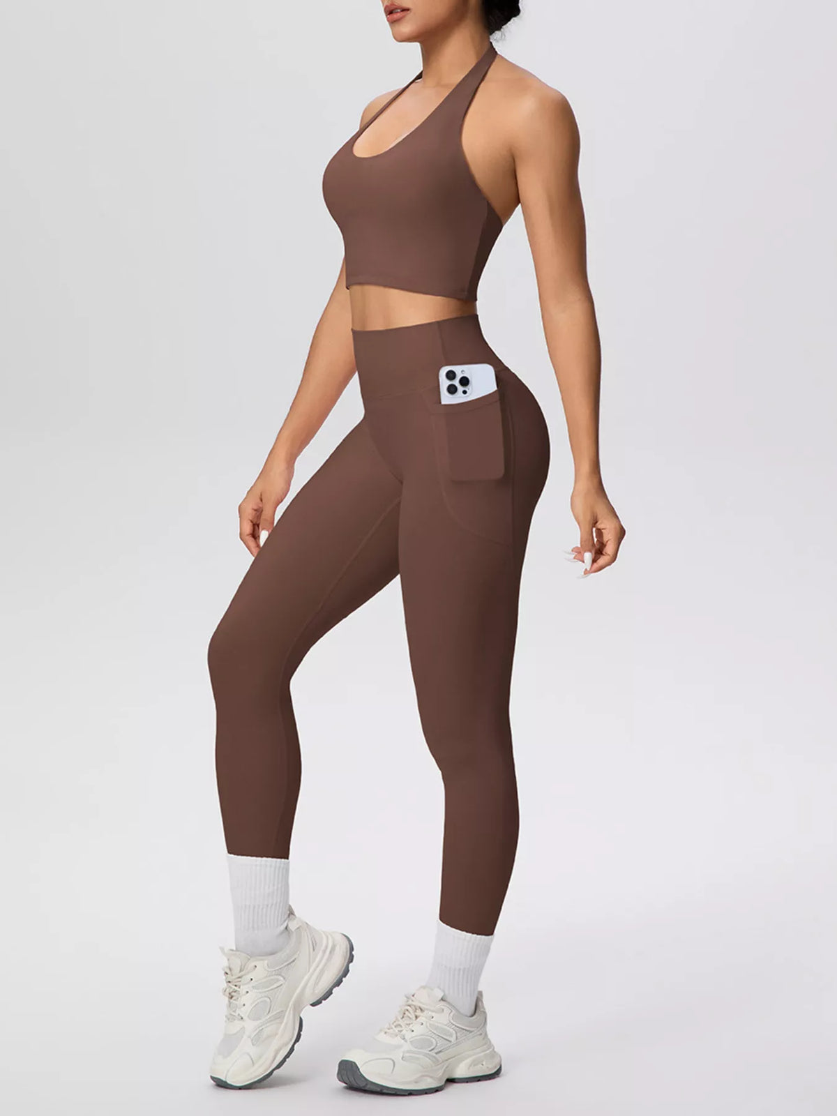 Halter Crop Top & High-Waisted Leggings Set