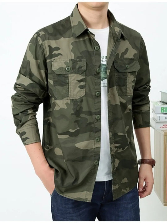 Another view: Men's Plus Size Camouflage Print Long-Sleeve Shirt