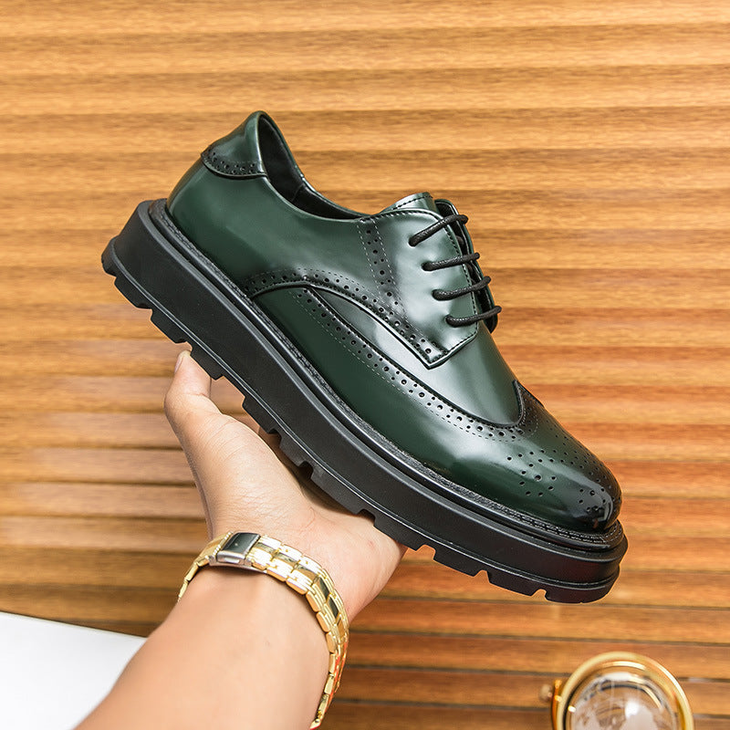 Men's British-Style Glossy Height-Increasing Leather Shoes – Tassel Loafer, Microfiber Upper