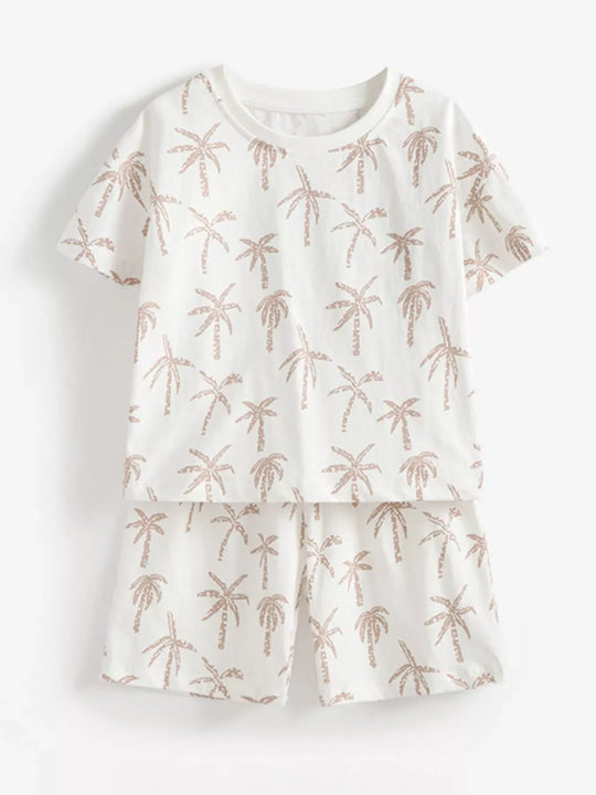 Another view: Kids' Tropical Palm Print Tee & Shorts Set