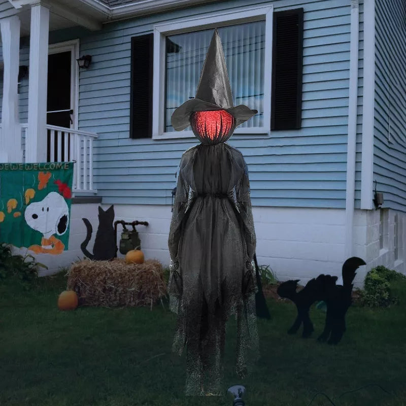 Glowing-Head Halloween Witch Decoration