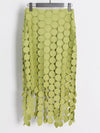 Cascading disc-fringe asymmetrical midi skirt
