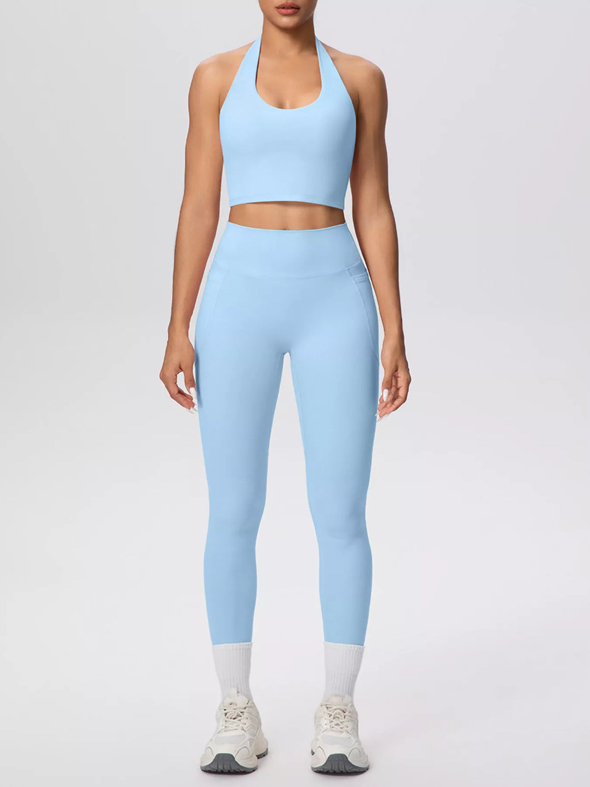 Halter Crop Top & High-Waisted Leggings Set