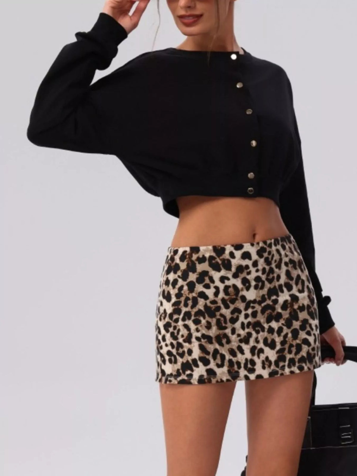 Cropped Button-Down Activewear Cardigan