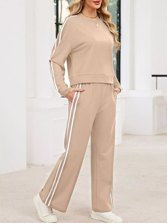 Another view: Striped Sweatshirt & Pants Set