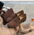 Women's British-Style Retro Loafers | Cowhide Leather Chunky Platform Flats