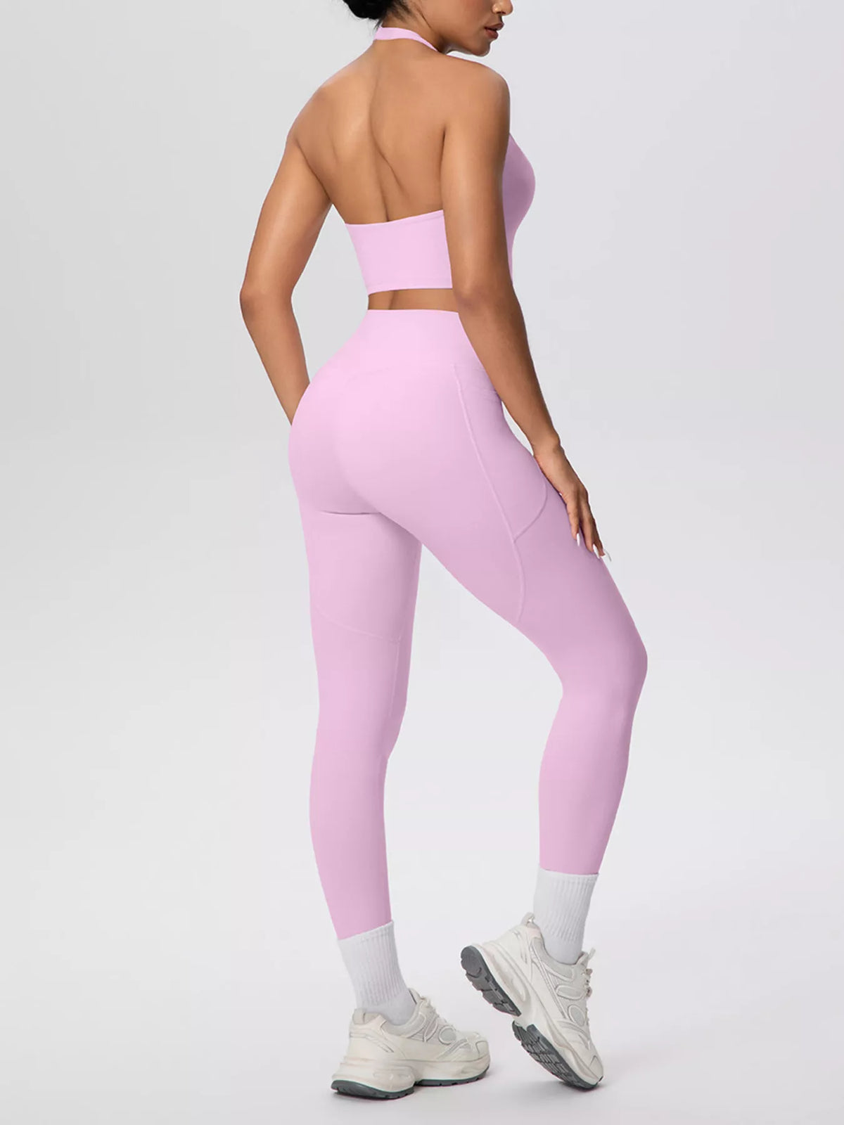 Halter Crop Top & High-Waisted Leggings Set