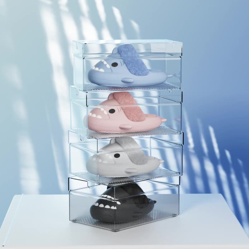 Shark Slippers Warm Fuzzy House Shoes | Detachable Fuzzy Winter Bedroom Slippers