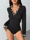 Celeste Leopard Trim Ribbed Knit Bodysuit — product view 2