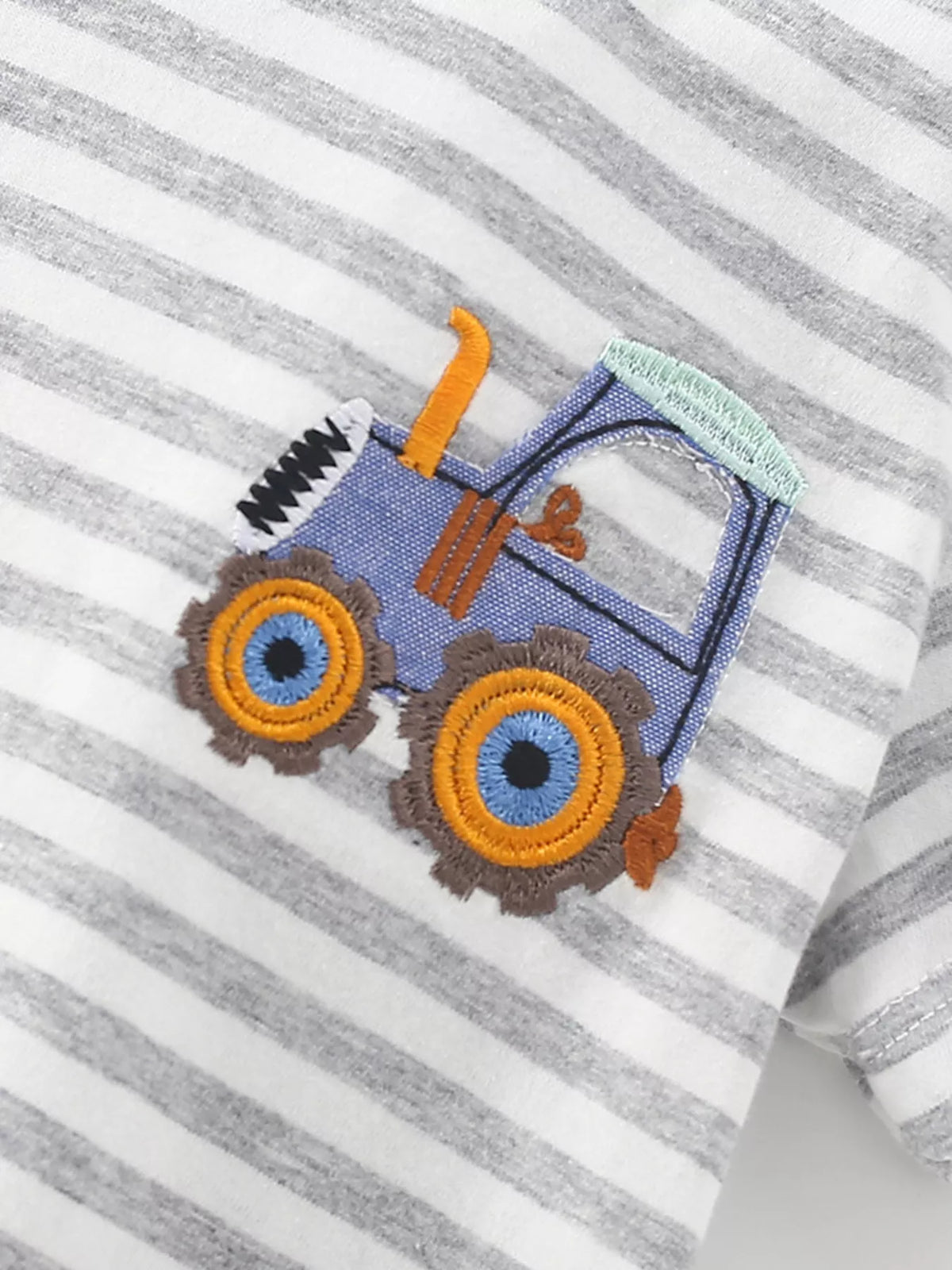 Kids' Striped Tractor Appliqué Tee