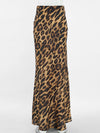 Leopard flared long skirt for women