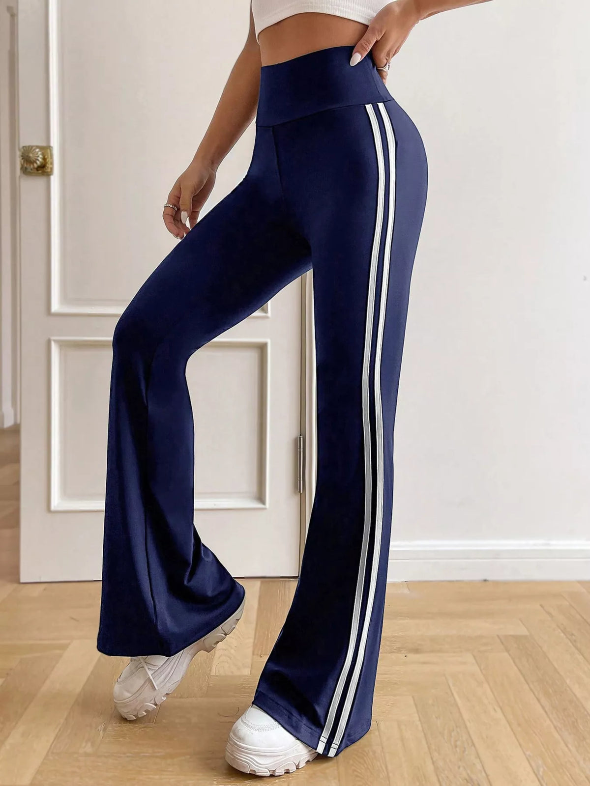High-Waisted Side-Stripe Flare Active Pants