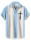 Men's Crossline striped cross button-up shirt in Powder Blue