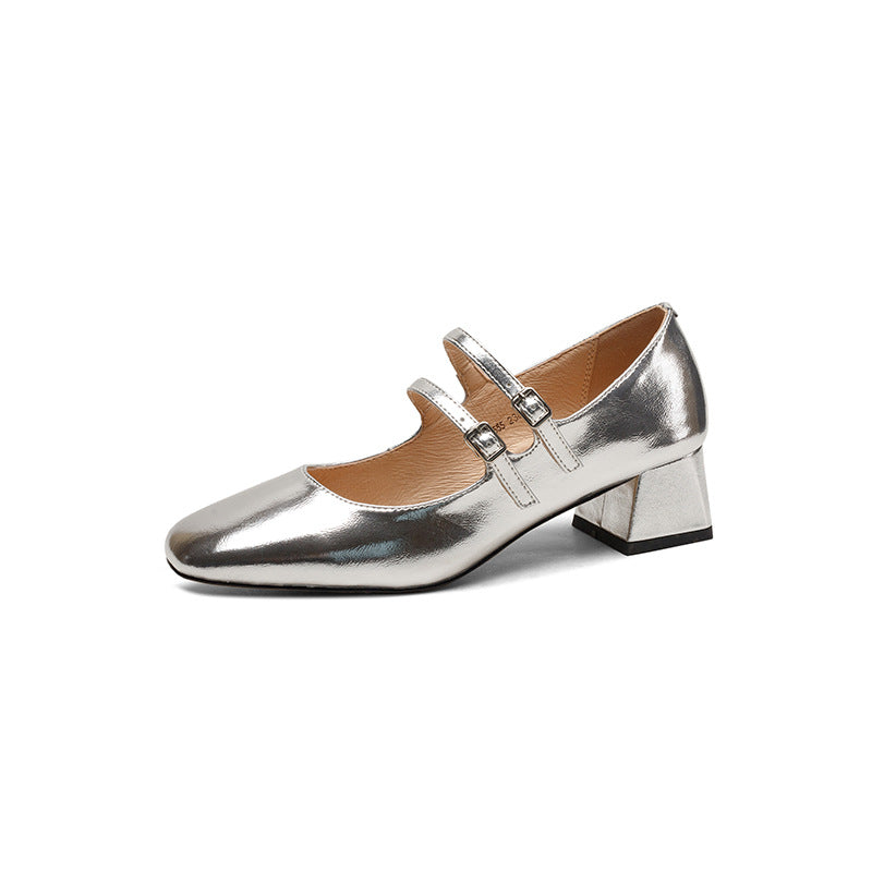 Women's Square Toe Chunky Heel Pumps - Elegant Low Heel Office Shoes