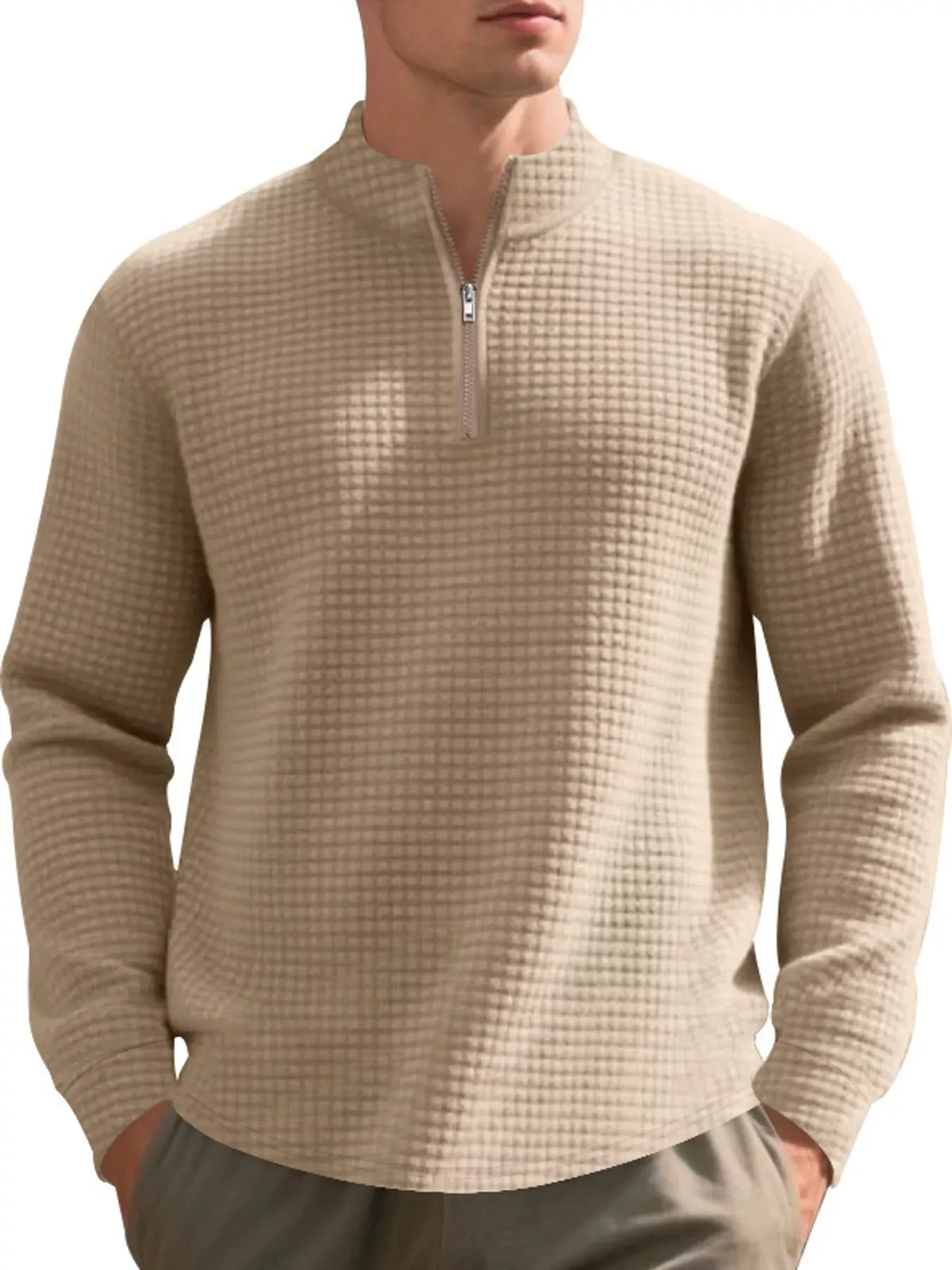 Men's Waffle-Knit Quarter-Zip Sweatshirt — photo 19