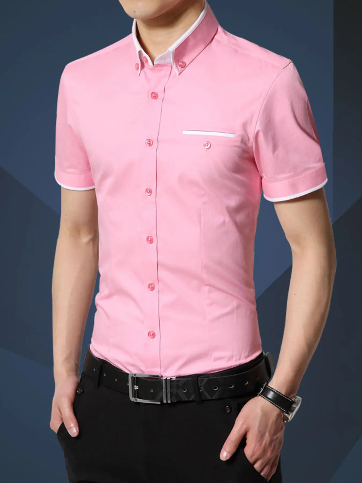 Men's Plus Size Short-Sleeve Button-Up Shirt — photo 4