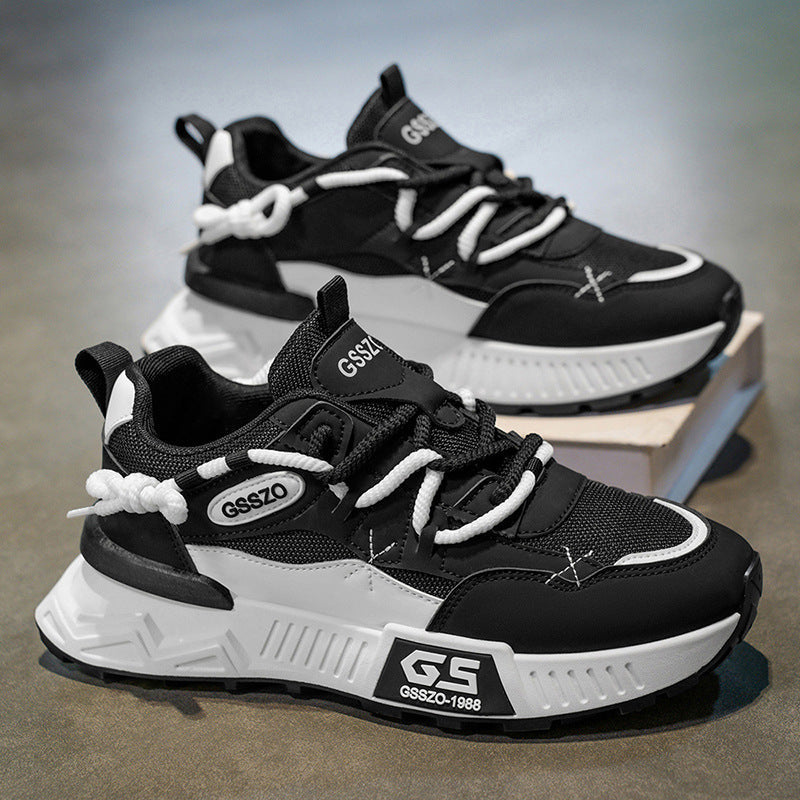 Men's Chunky Sole Dad Sneakers - Breathable Casual Shoes with Thick Sole