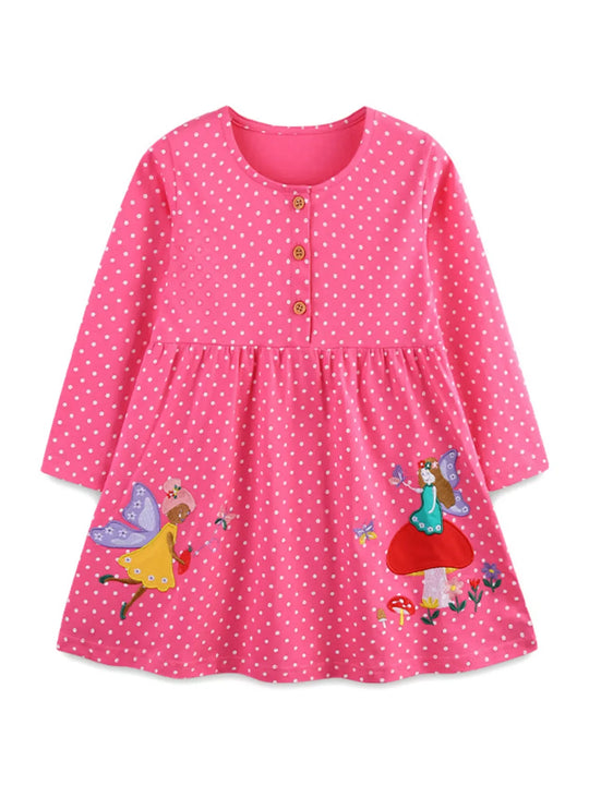 Another view: Polka-Dot Embroidered Cotton Dress — Strawberry