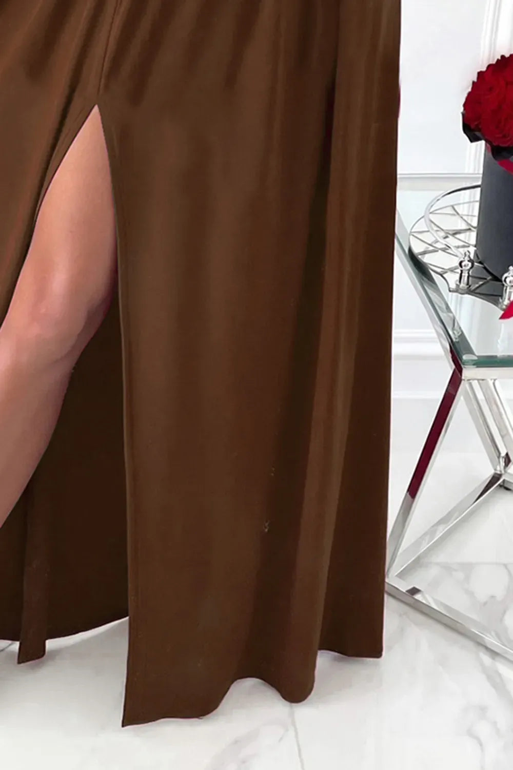 Women's Surplice Long-Sleeve Maxi Dress with Slit — photo 6