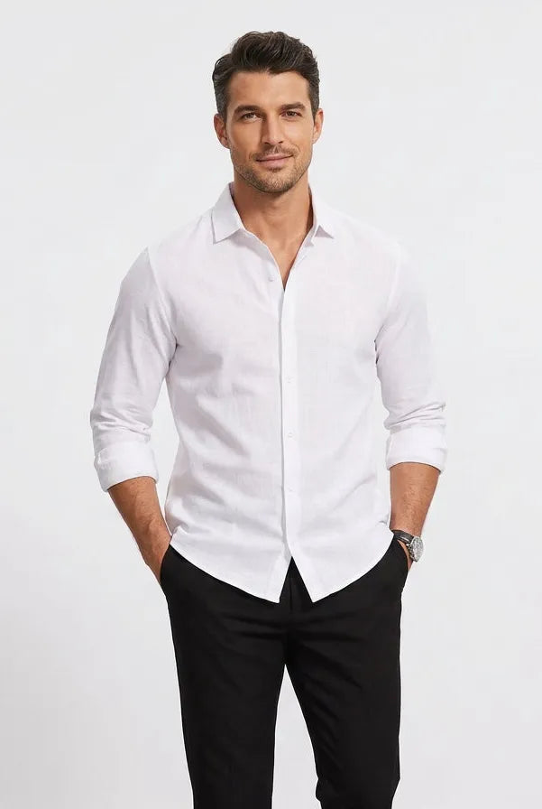 Men's Slim-Fit Stretch Long-Sleeve Shirt