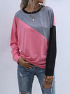 Pink color-block crewneck sweatshirt