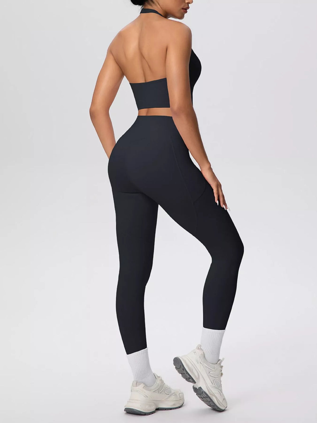 Halter Crop Top & High-Waisted Leggings Set