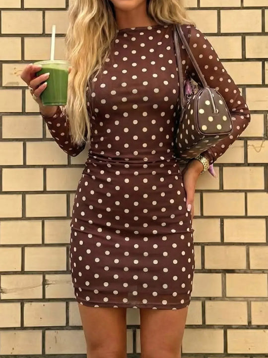Another view: Polka Dot Long-Sleeve Mini Dress