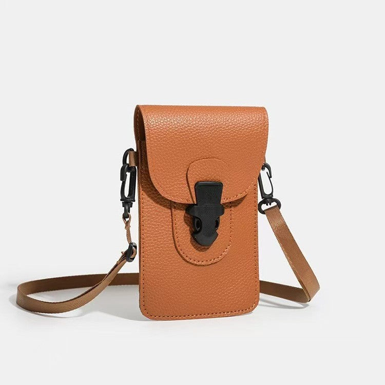 Minimalist Lock-Clasp Crossbody Mini Bag – PU Leather Unisex Shoulder Bag