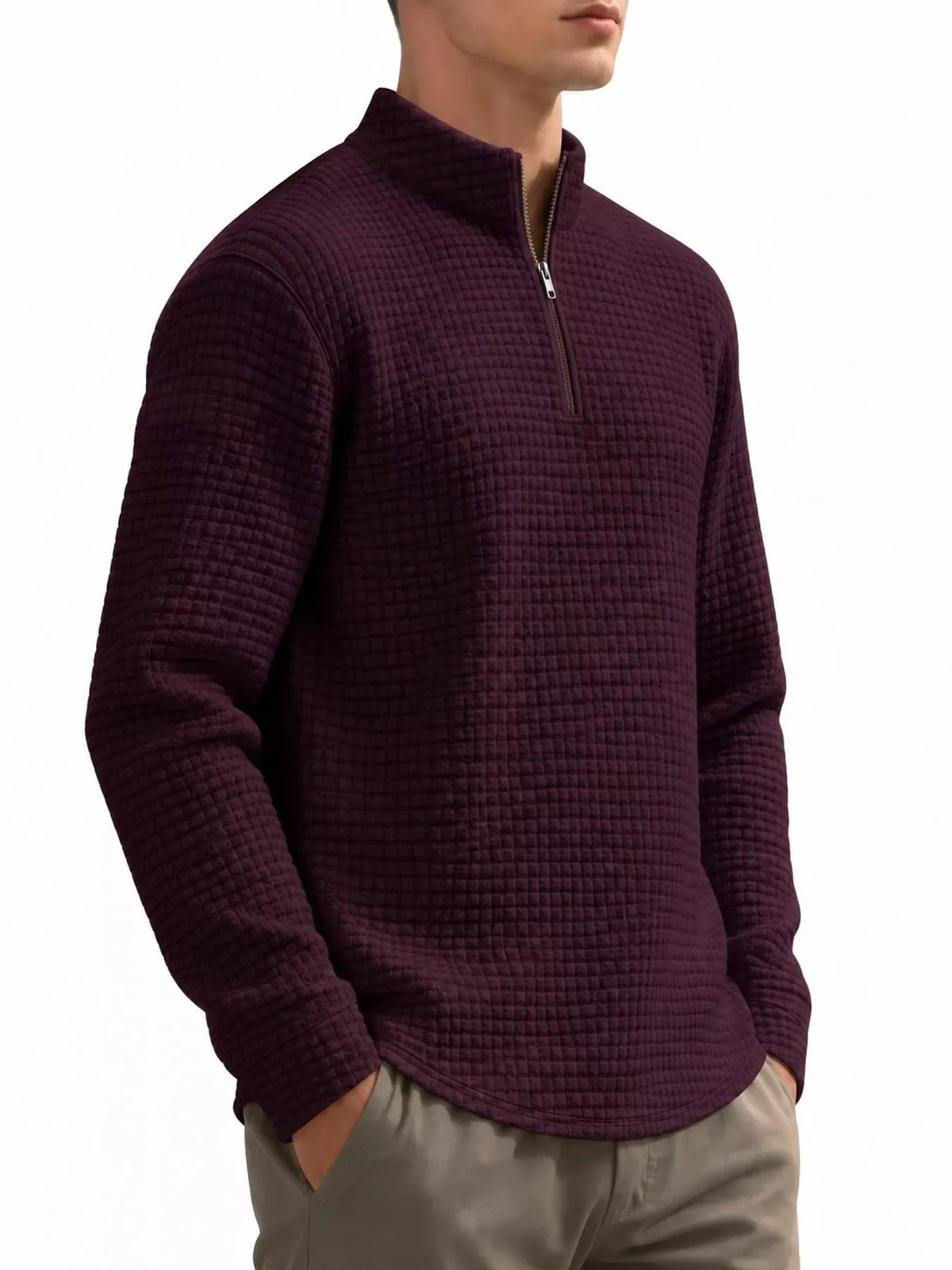 Men's Waffle-Knit Quarter-Zip Sweatshirt — photo 35