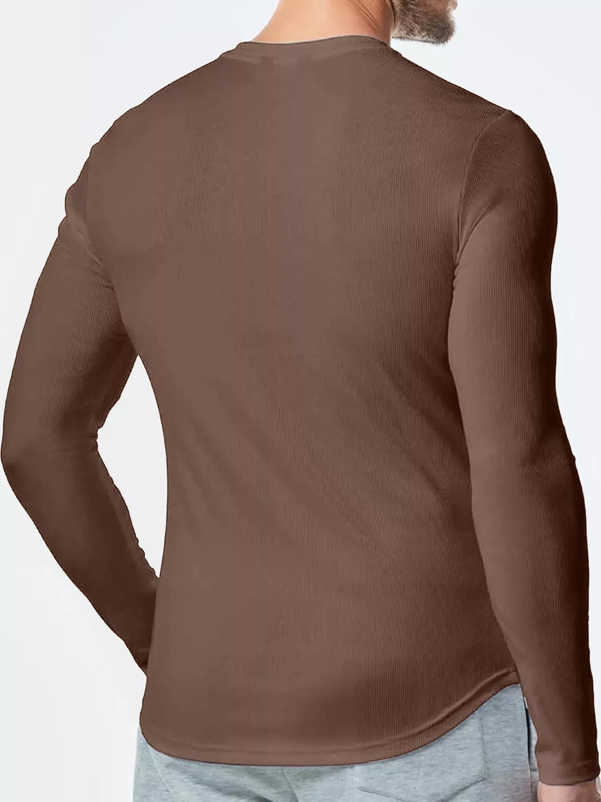 Men's Ribbed Slim-Fit Long-Sleeve Henley — photo 37