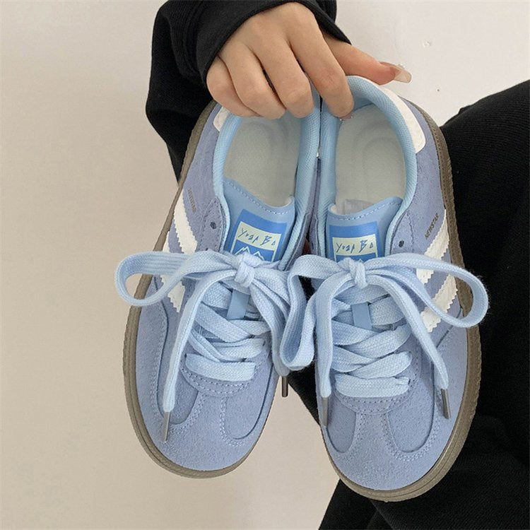 Women's Retro White Sneakers - Casual Sports Shoes with Thick Sole
