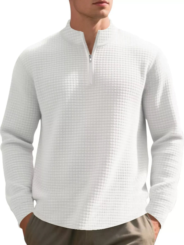 Men's Waffle-Knit Quarter-Zip Sweatshirt