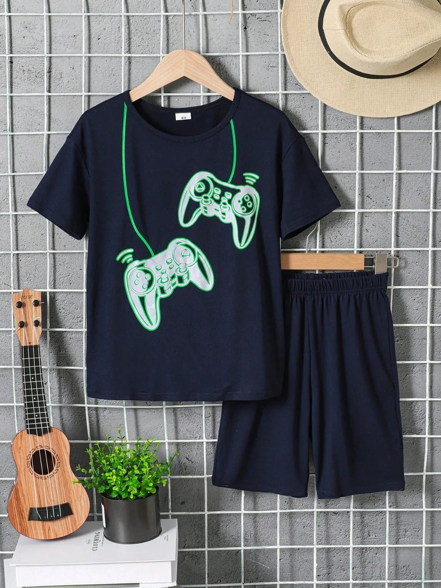 Kids' Graphic Tee & Pants Set – Black