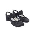 Women's Mary Jane Chunky Heel Ballet Flats | Satin Square Toe Slip-On Dress Shoes
