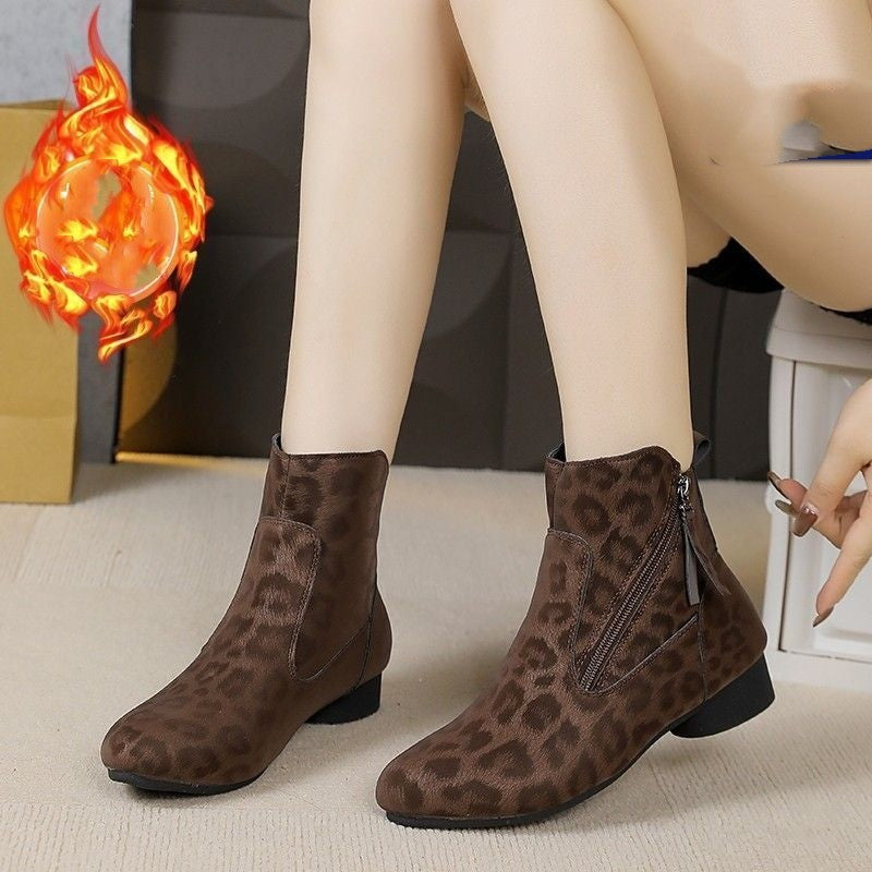 Women's Retro Suede Martin Boots - High-Top Ankle Boots with Flat Heel