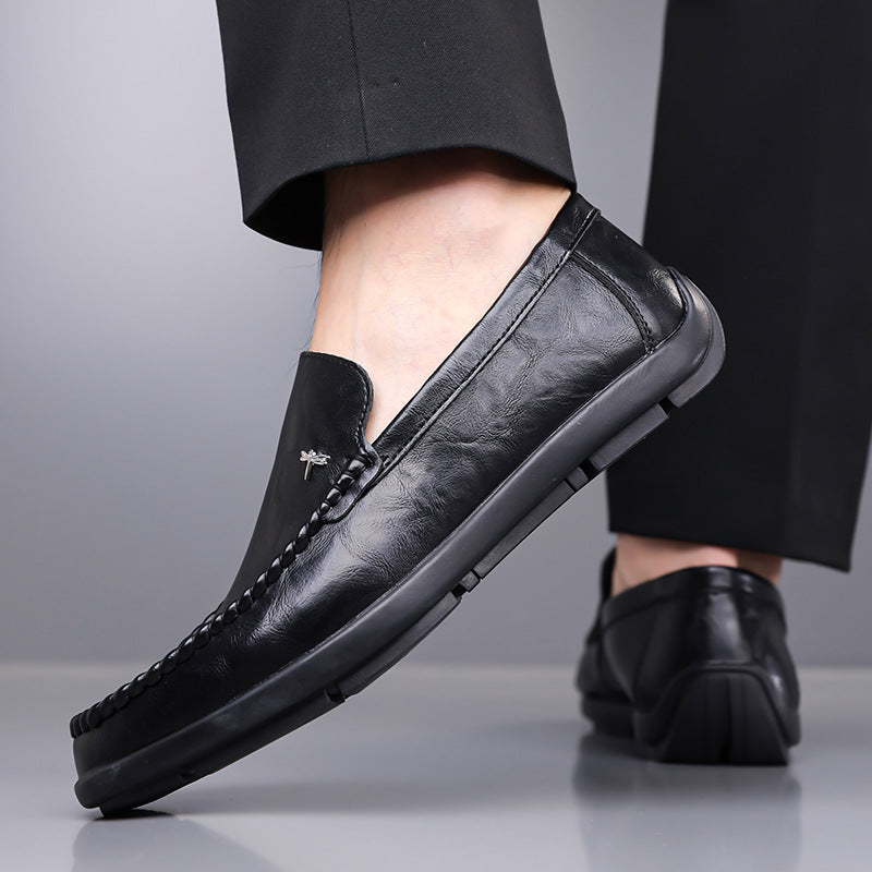 Men's Genuine Leather Slip-On Loafers | Breathable Suede Casual Shoes with Non-Slip Rubber Sole