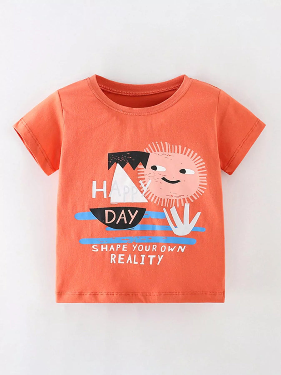 Kids' Happy Day Graphic T-Shirt – Coral