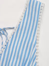 Thea Striped Pom-Pom Trim Tie Front Sleeveless Mini Dress — product view 8
